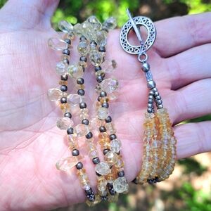 Artisan 4 strand yellow quartz sterling necklace